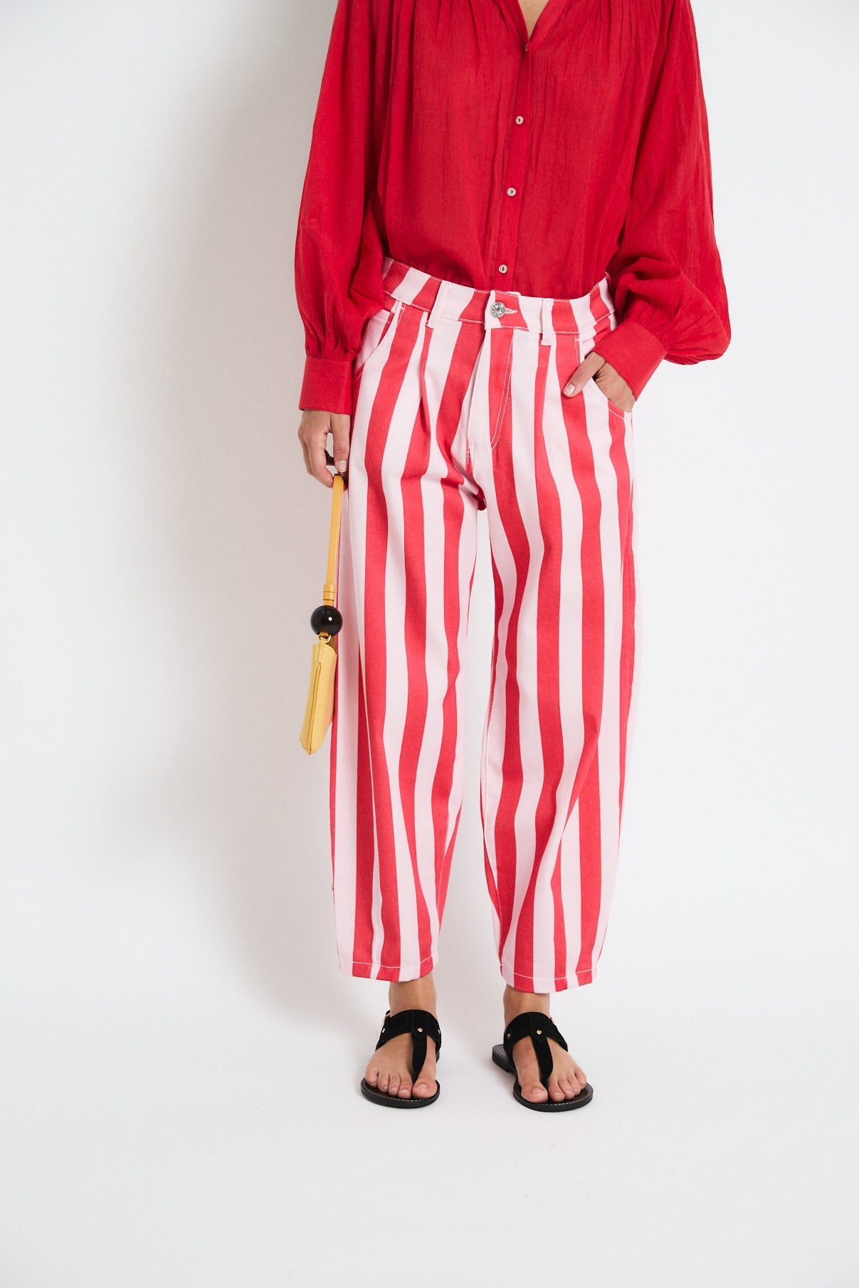 RED STRIPED BOYFRIEND JEANS