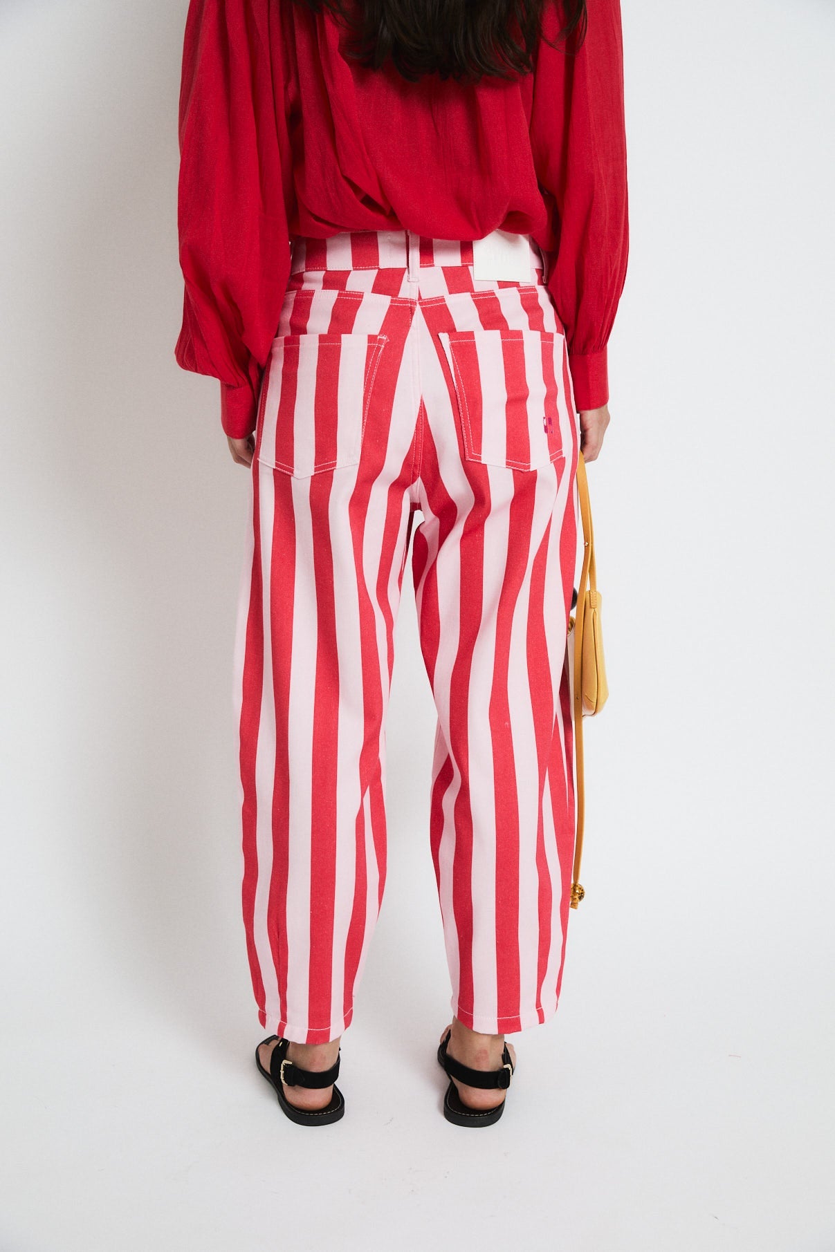 RED STRIPED BOYFRIEND JEANS