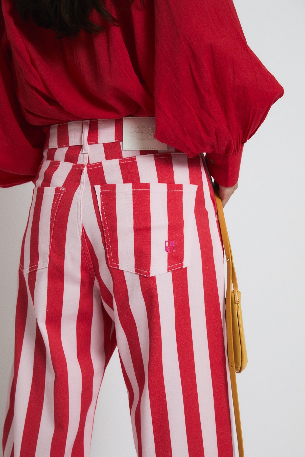 RED STRIPED BOYFRIEND JEANS