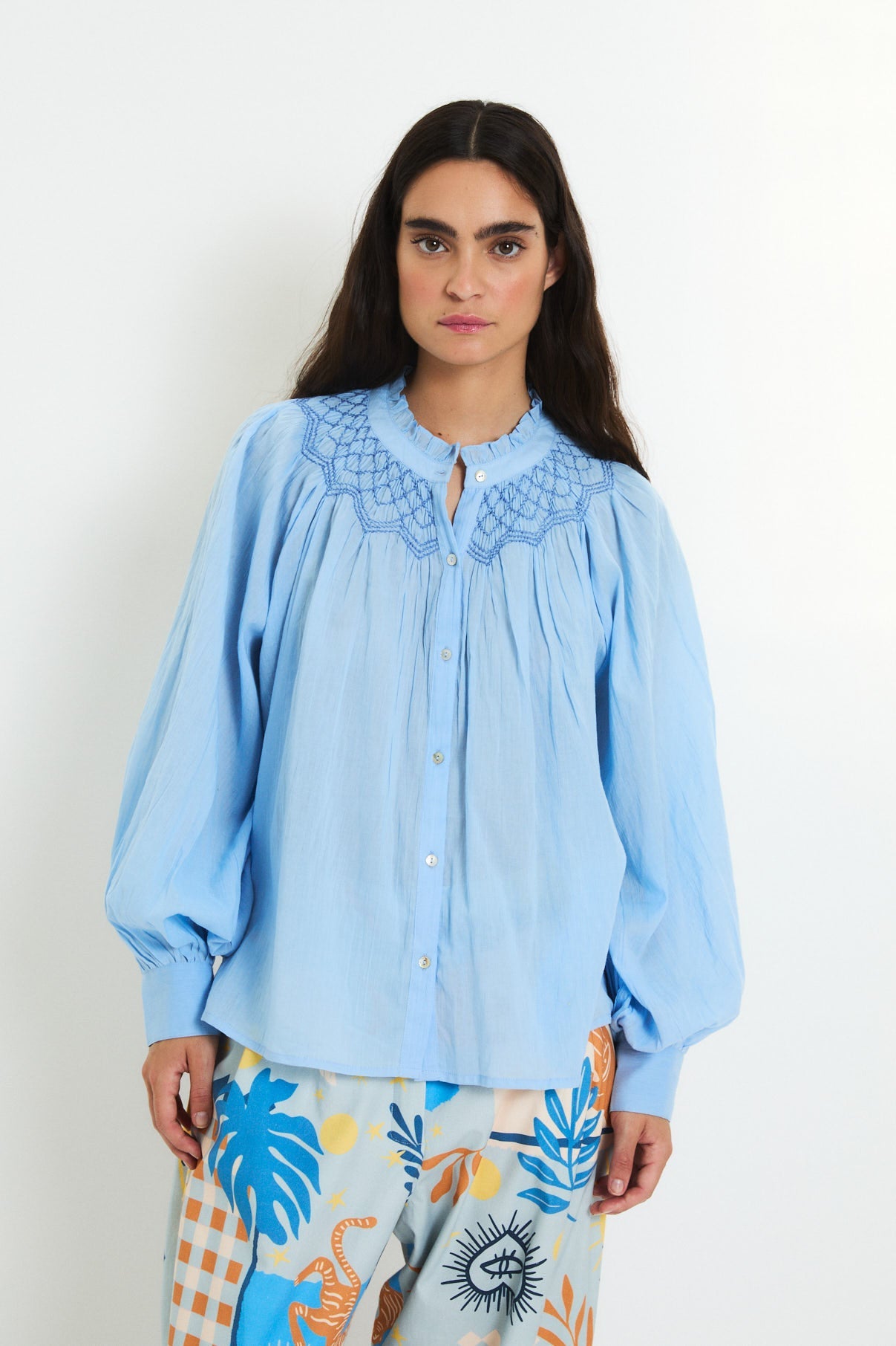 TULIP VOILE BLUE BLOUSE