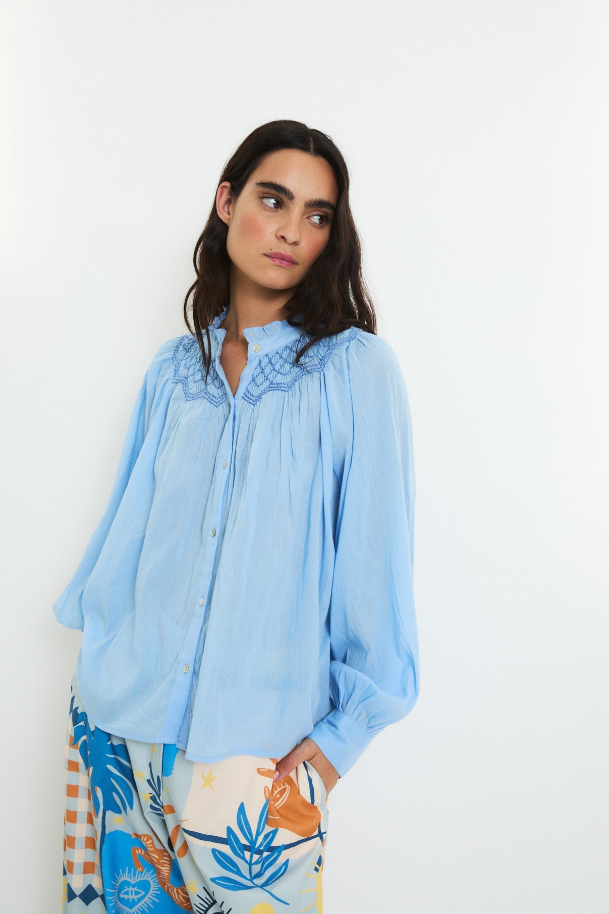 TULIP VOILE BLUE BLOUSE
