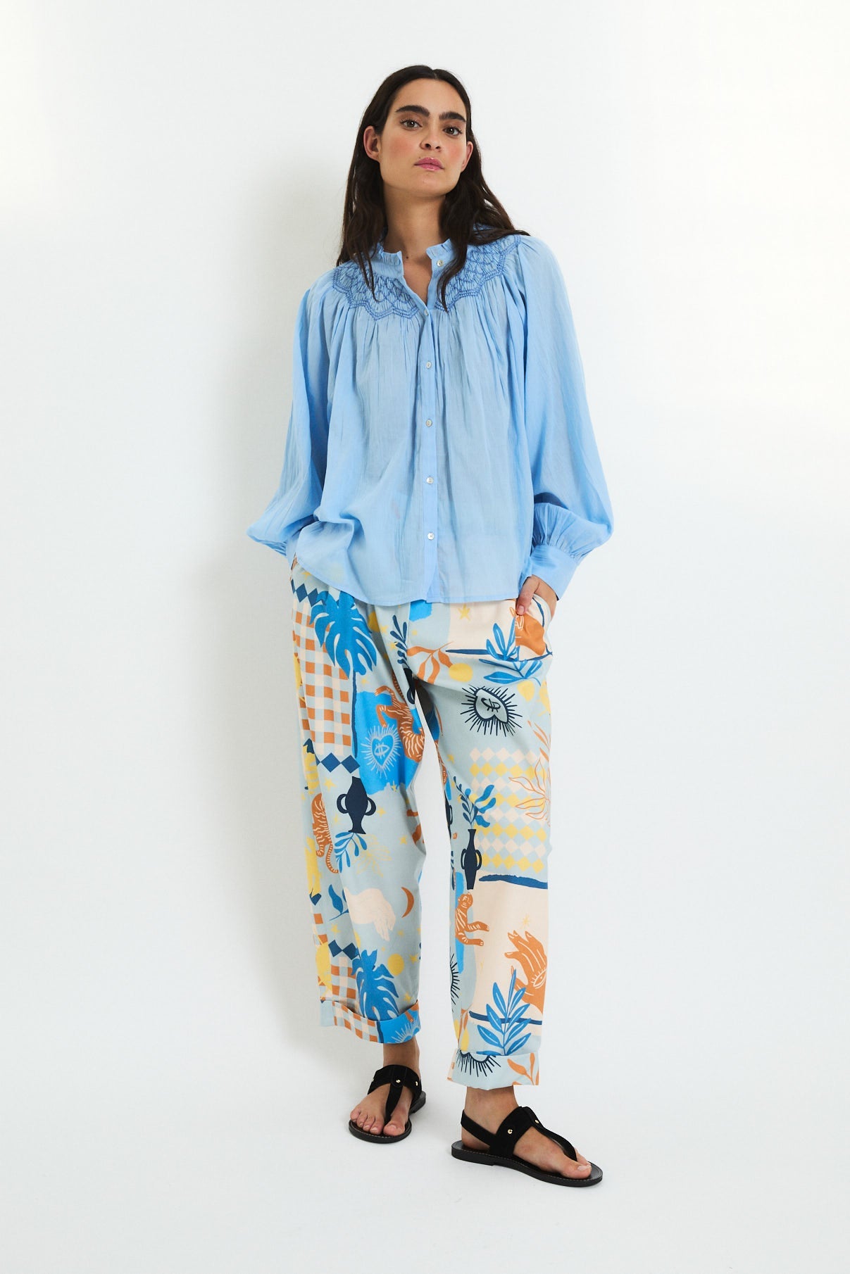 TULIP VOILE BLUE BLOUSE