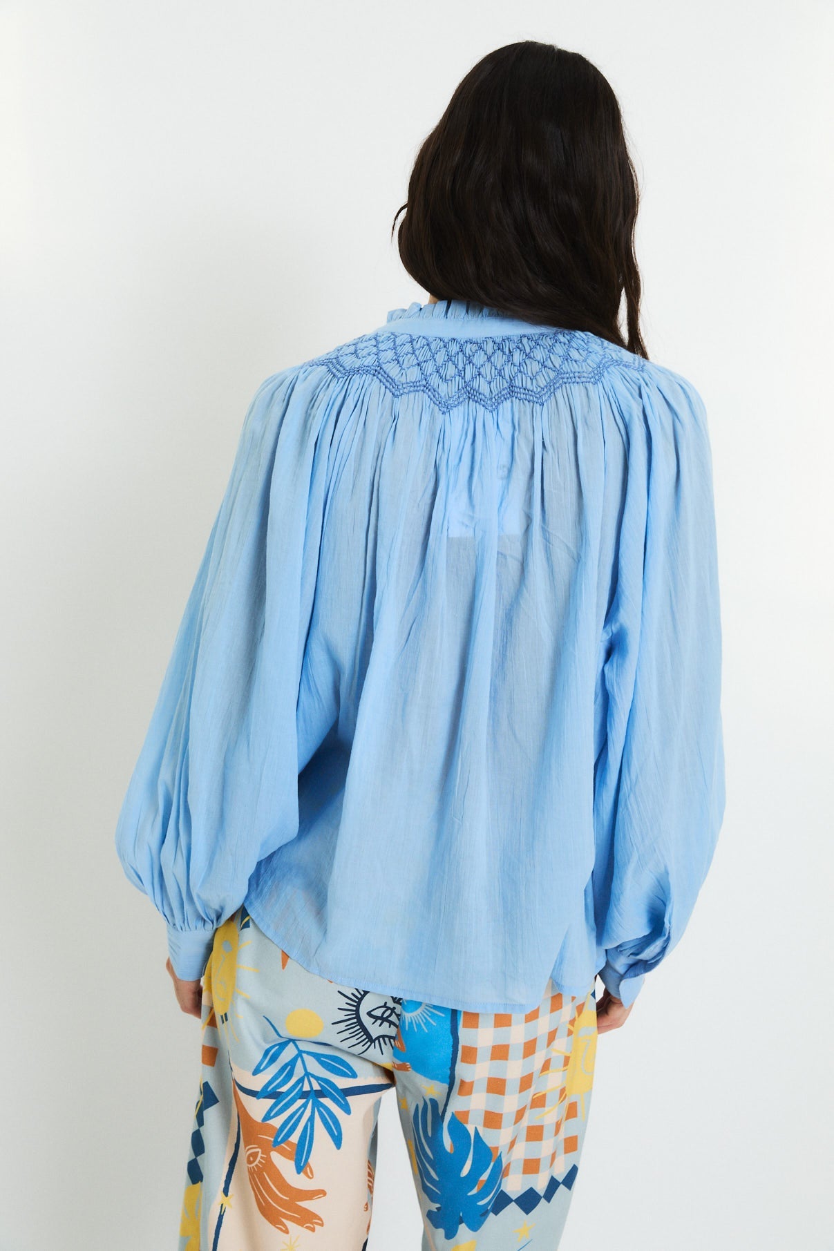 TULIP VOILE BLUE BLOUSE