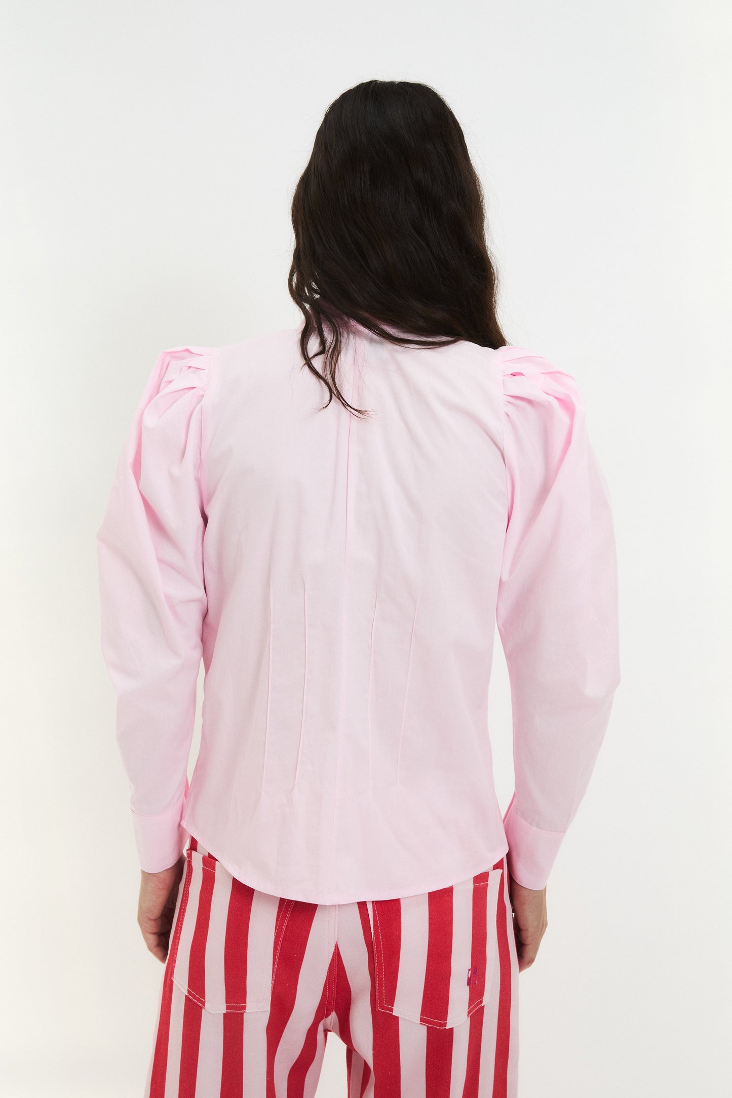 BOW TIE BLOUSE PINK POPLIN