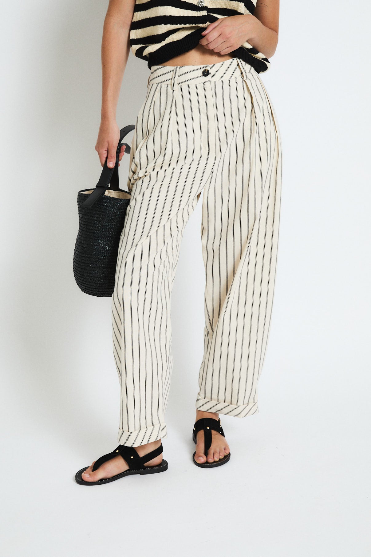BLACK STRIPED SEA TROUSERS