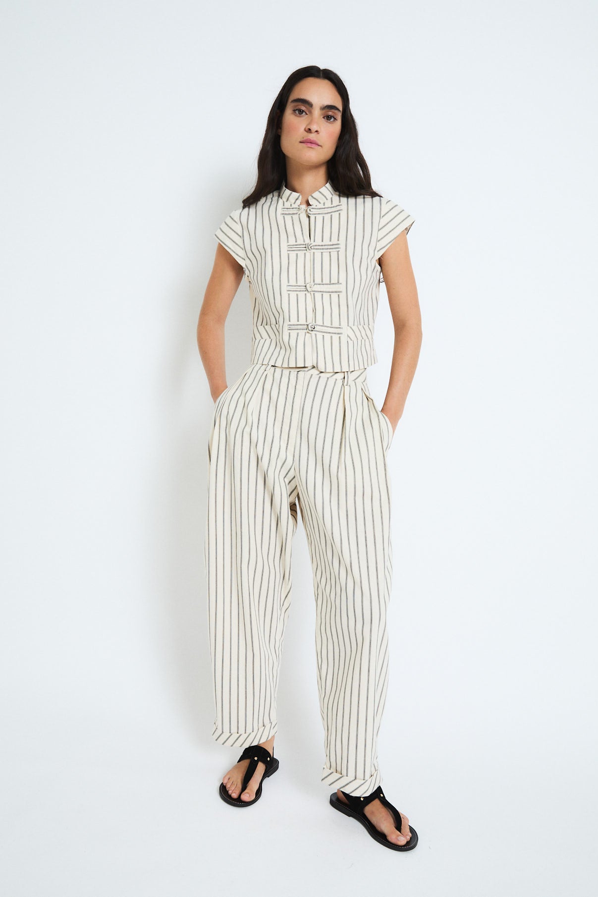 BLACK STRIPED SEA TROUSERS