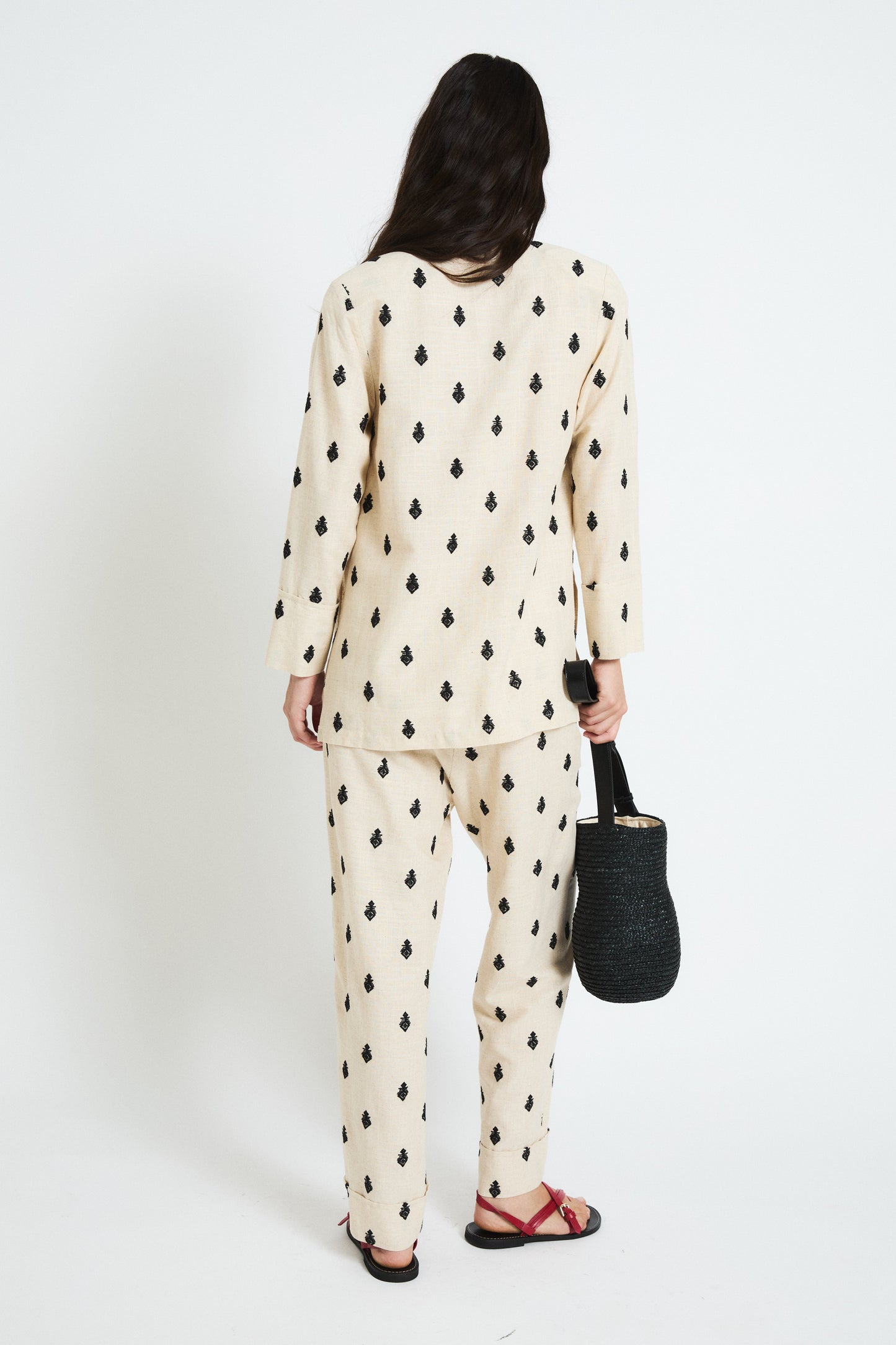 PANTALON ARISTO BORDADO BEIGE