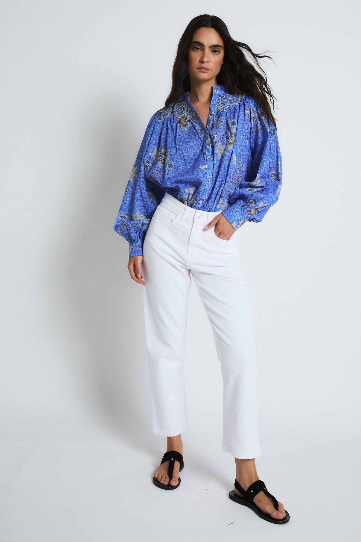 BLUE POLKA DOT TULIP BLOUSE