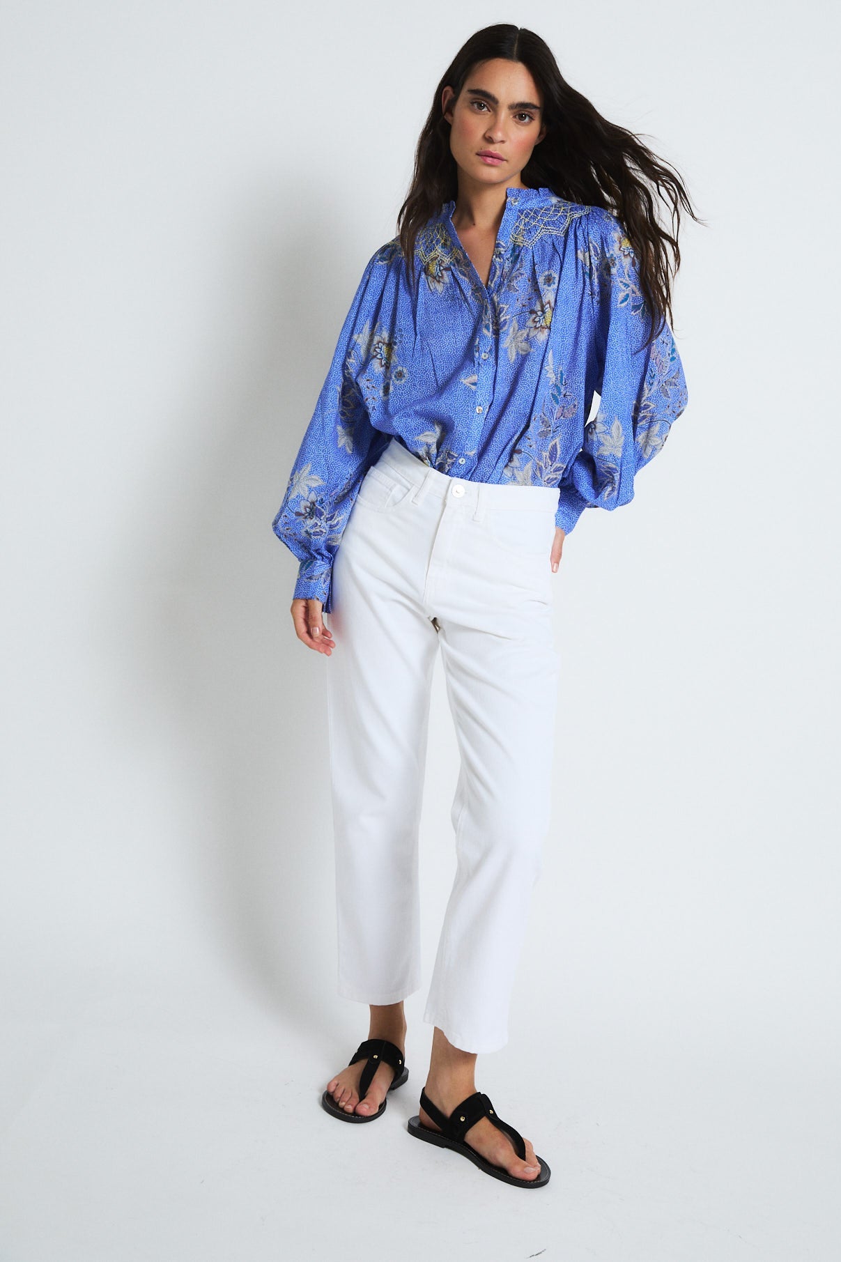 BLUE POLKA DOT TULIP BLOUSE