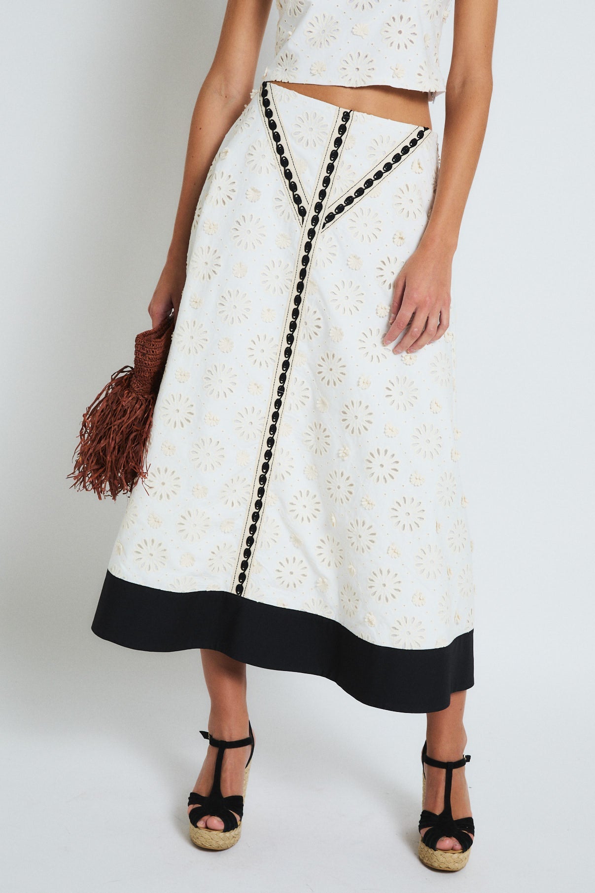 MOIRA ECRU DIE-CUT SKIRT