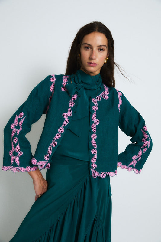 CHAQUETA JACINTO EMBROIDERY COBALTO