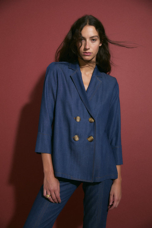 CHAQUETA ICON TENCEL AZUL