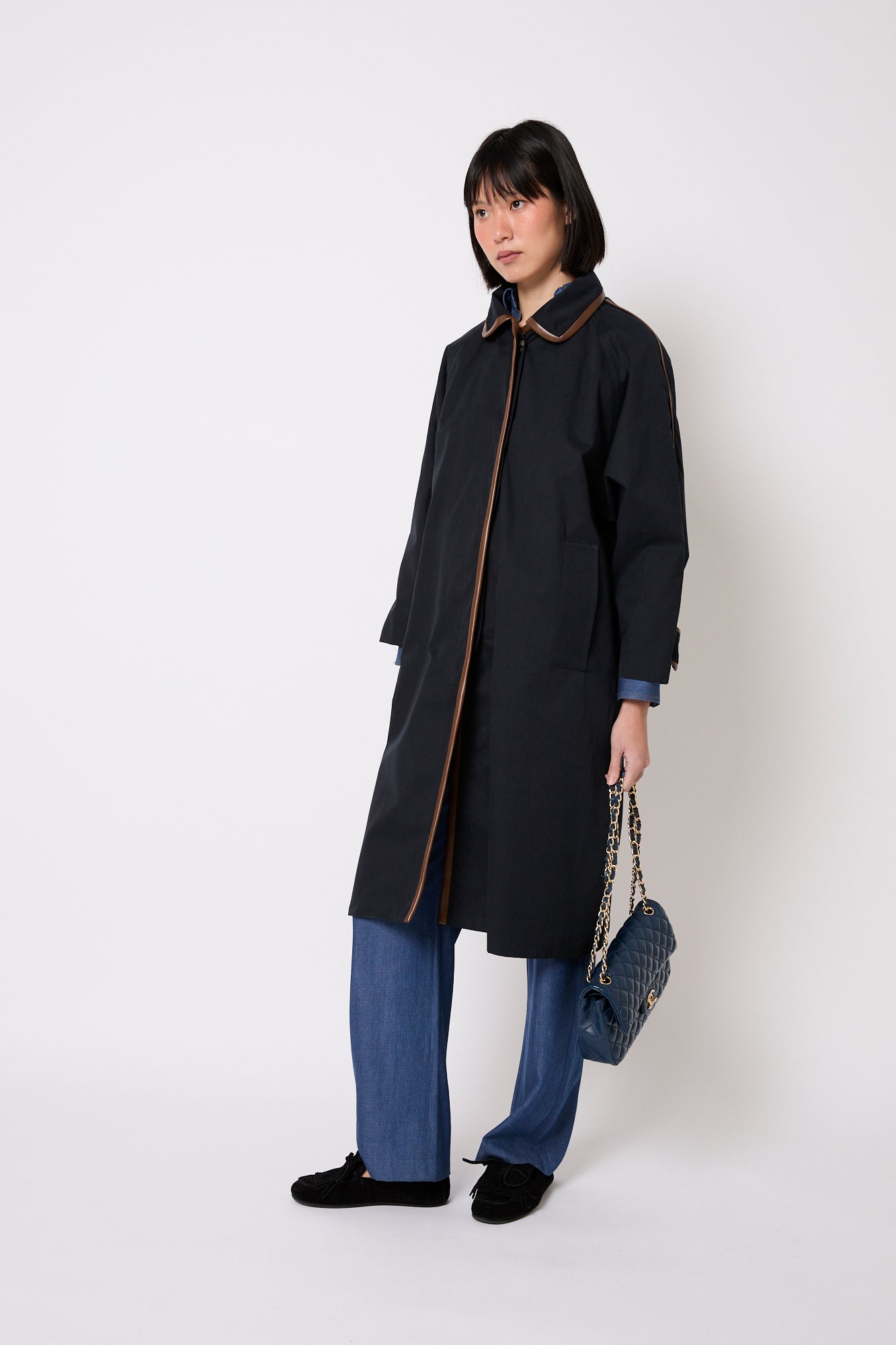 NAVY RAIN TRENCH COAT