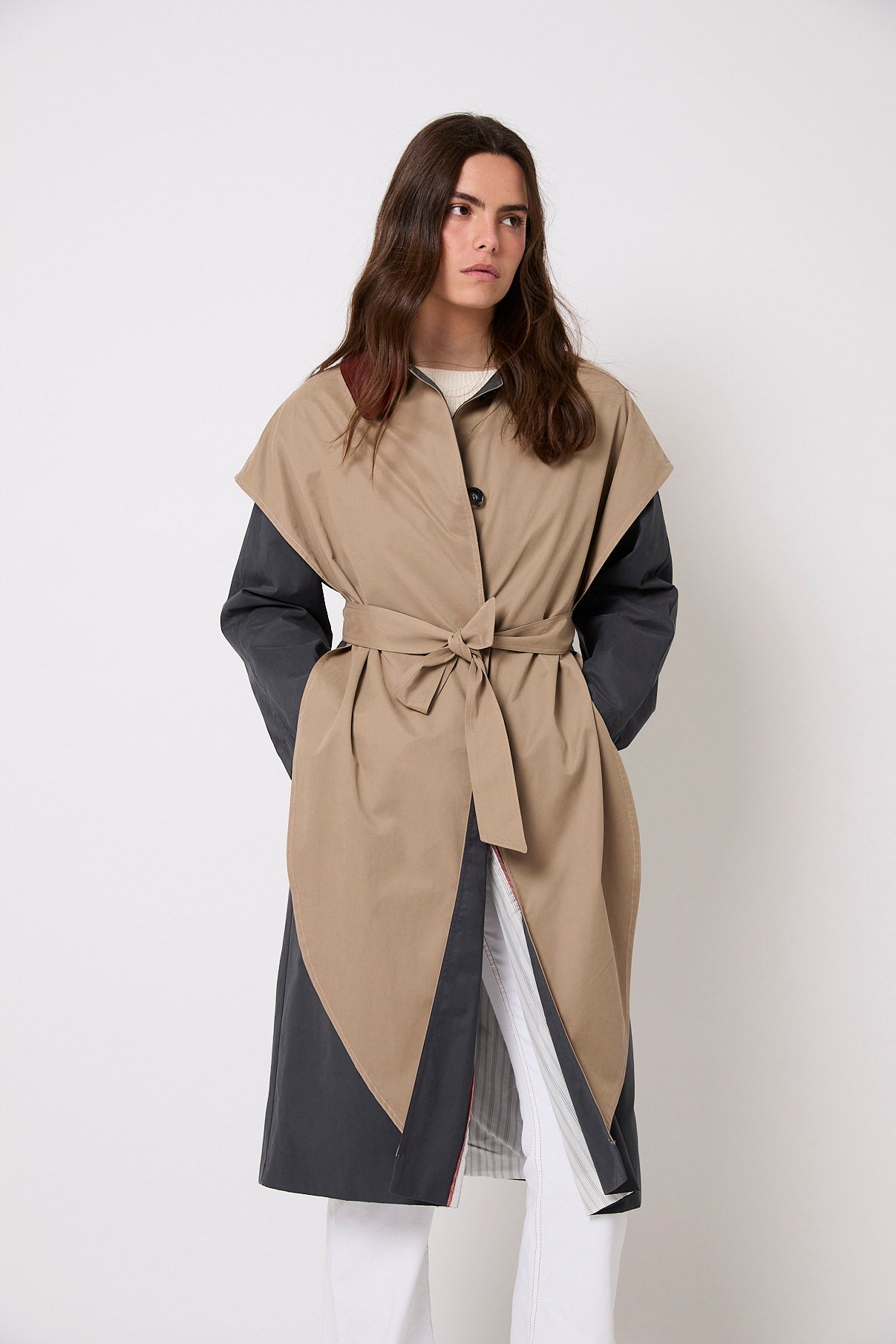 GABARDINA CAPA MIX TRINCHERAS TOPO