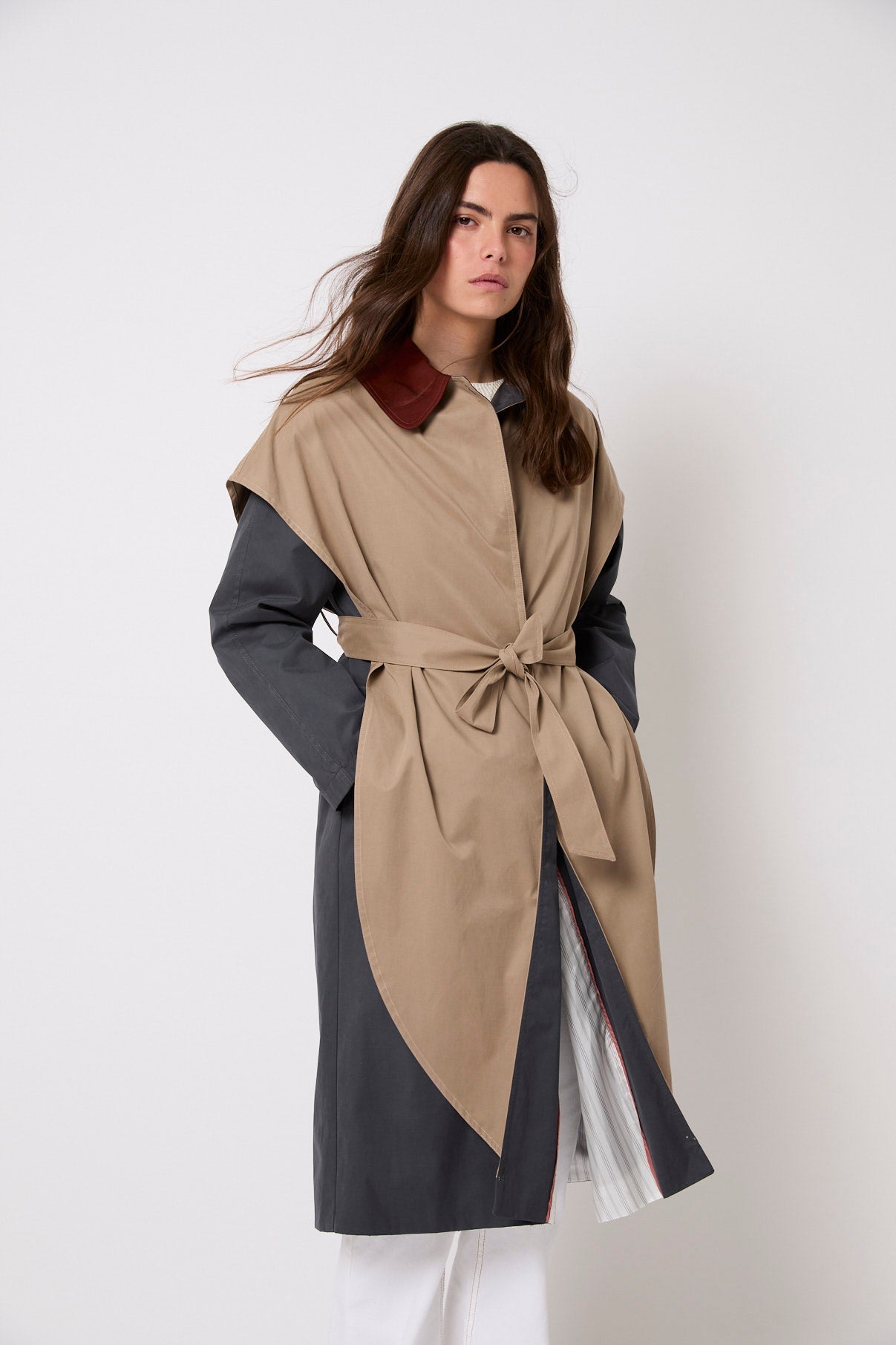 GABARDINA CAPA MIX TRINCHERAS TOPO