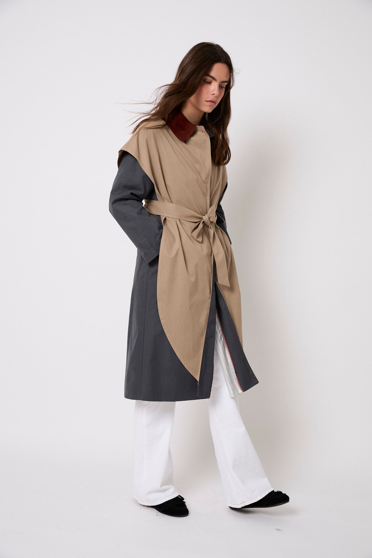 GABARDINA CAPA MIX TRINCHERAS TOPO