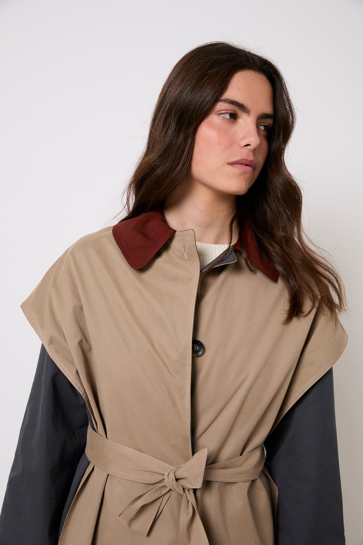 GABARDINA CAPA MIX TRINCHERAS TOPO