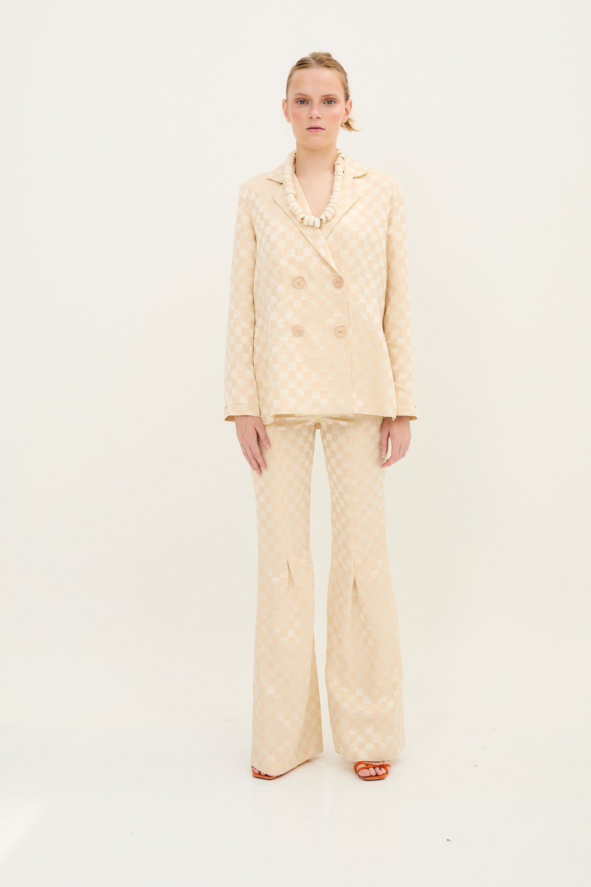 PANTALÓN PLIEGUE DAMA CREMA