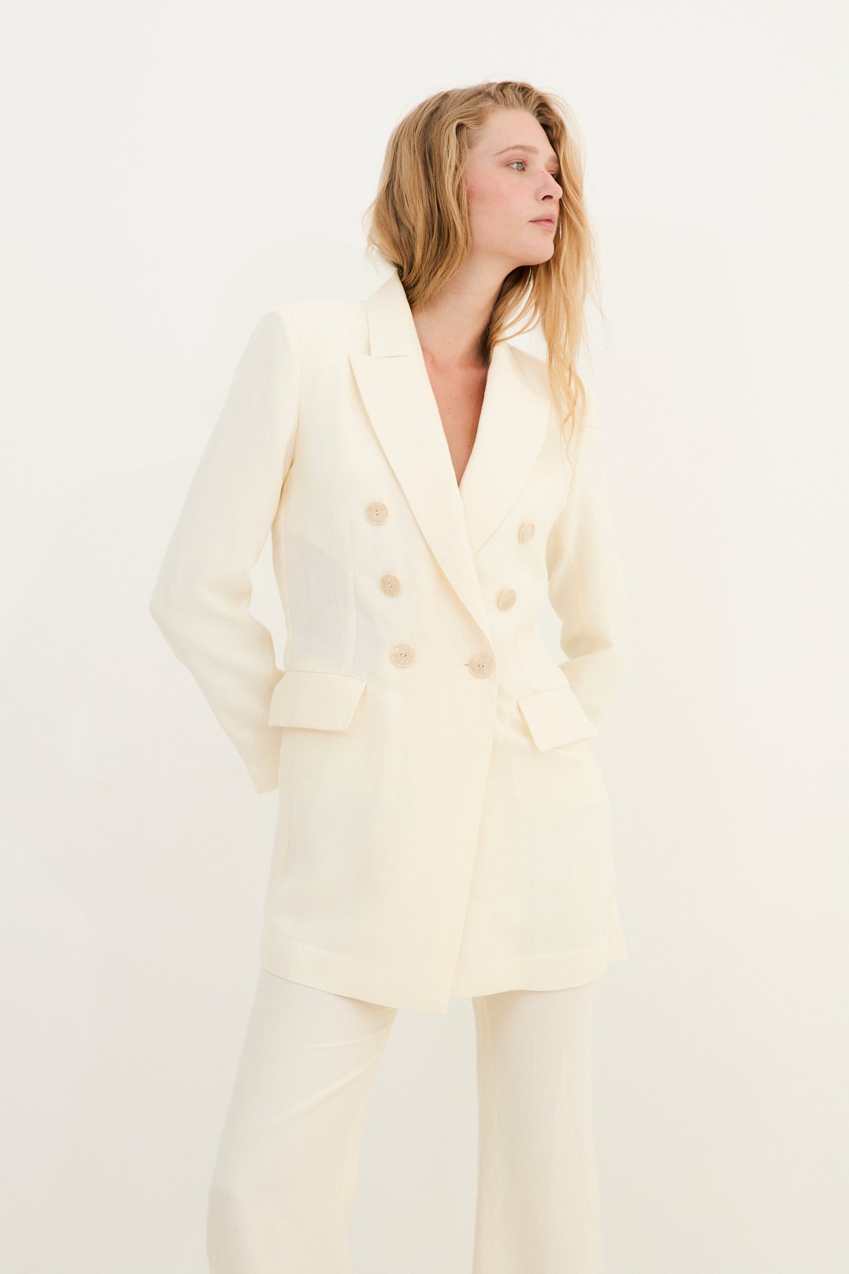 CHAQUETA CRUZADA JADE CRUDO