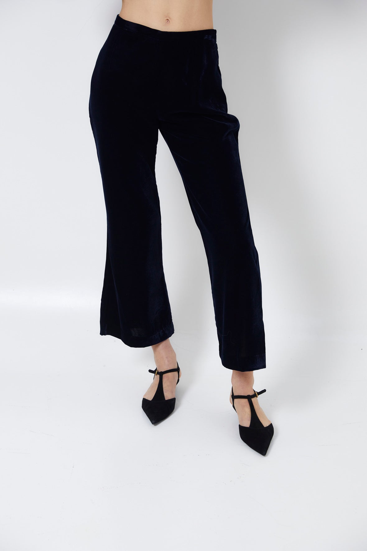 PANTALÓN CROP VELVET MARINO