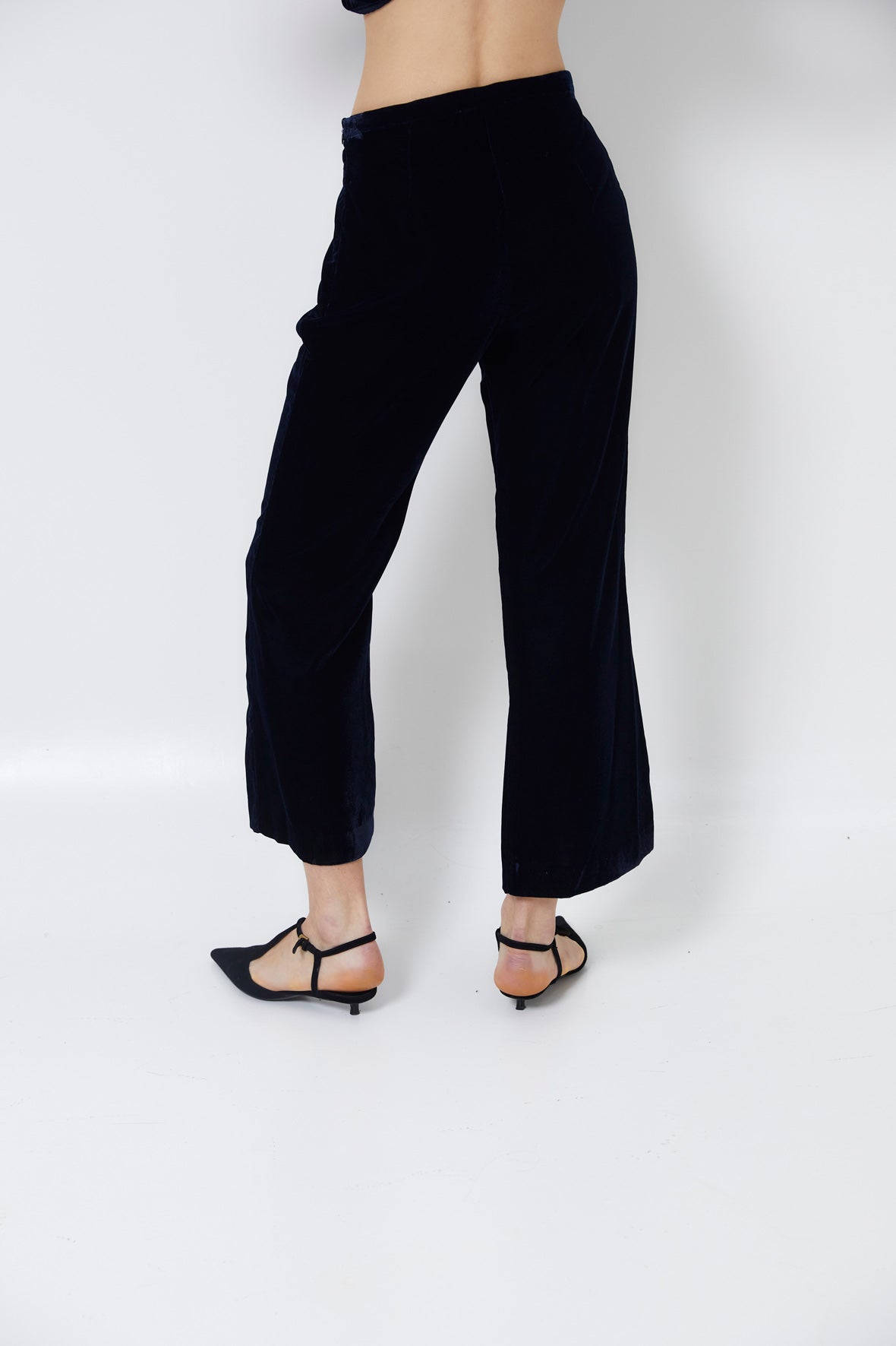 PANTALÓN CROP VELVET MARINO