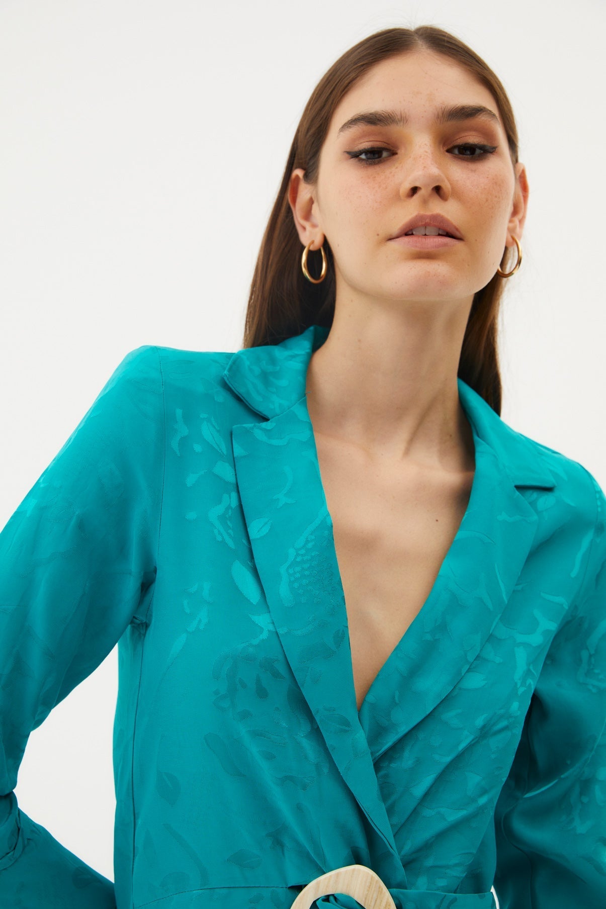 CHAQUETA BANON RAMAS TURQUESA