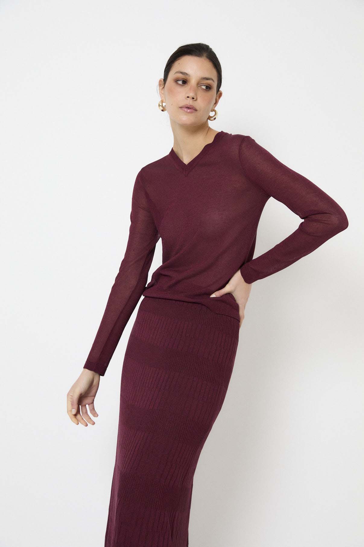TOTAL LOOK LUREX KNIT BURGUNDY