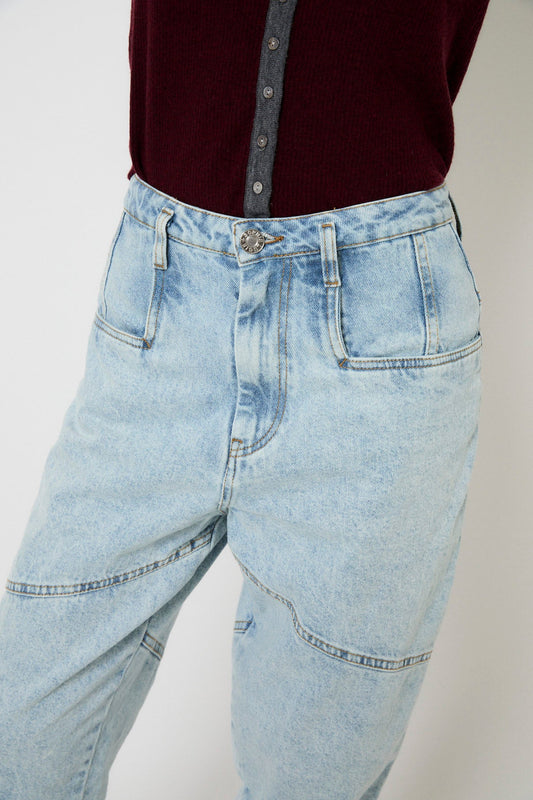 JEANS CORTES BLEACH AZUL