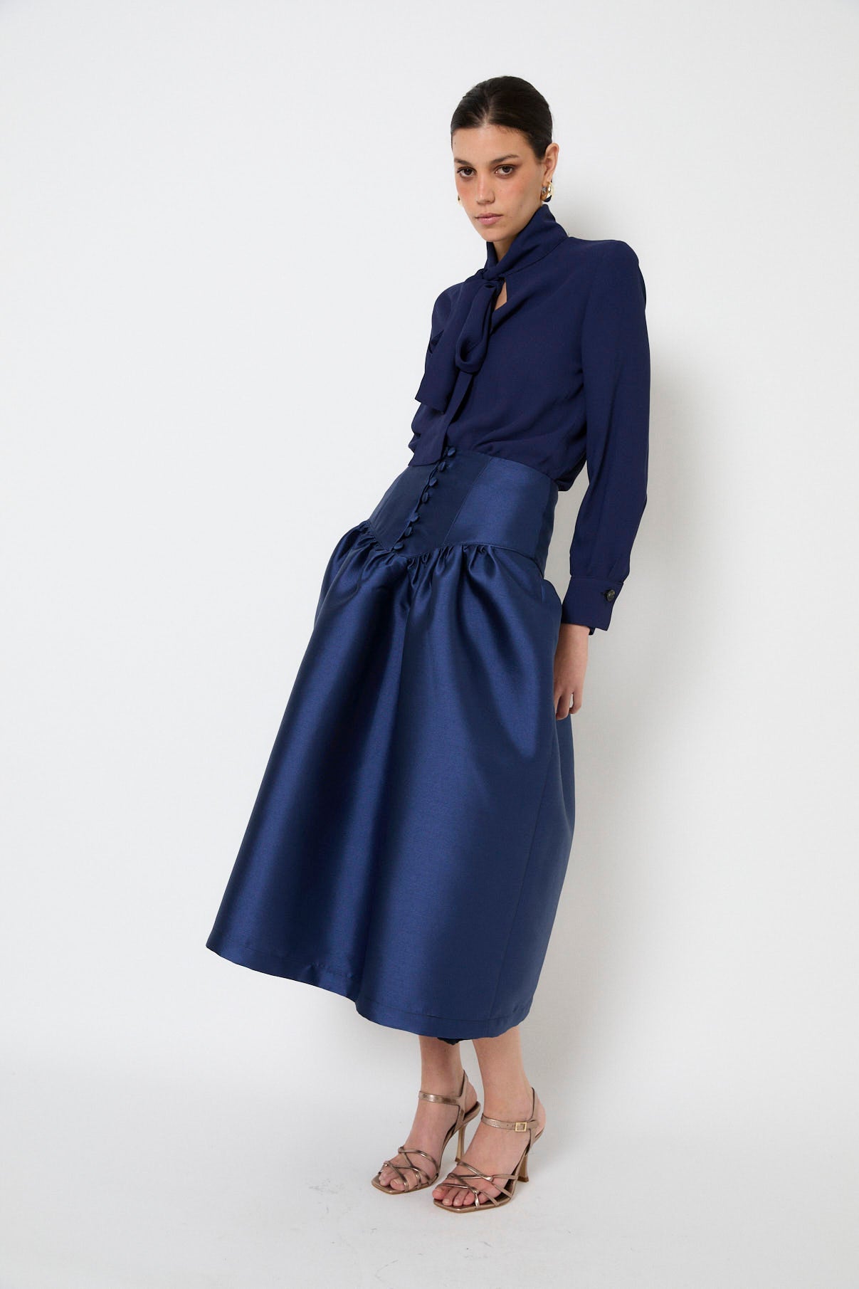 FEDE NAVY DUPION SKIRT