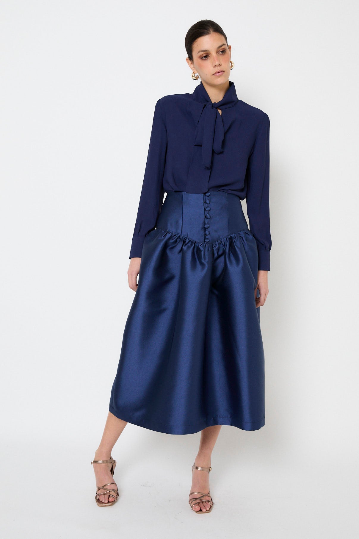 FEDE NAVY DUPION SKIRT