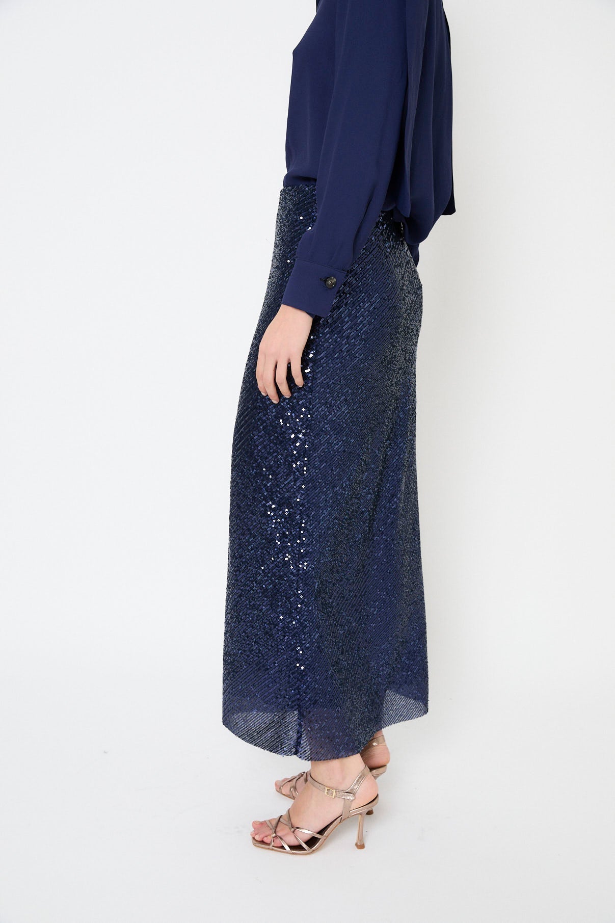 NAVY SEQUIN BIAS SKIRT