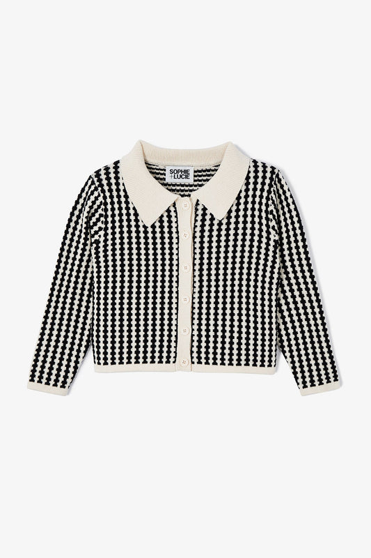 ANTONIA TWO-TONE KNITTED JACKET WHITE