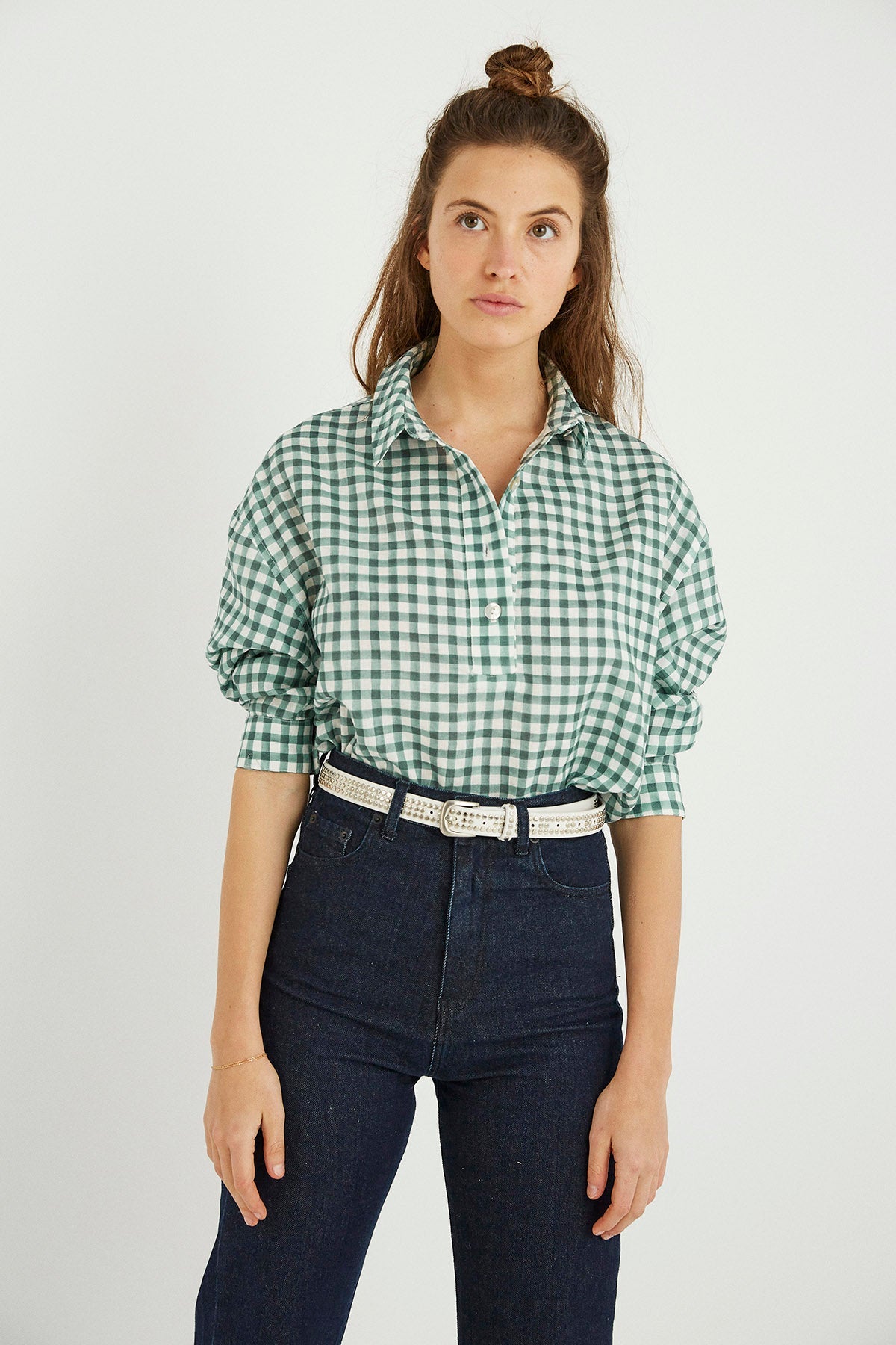 CAMISA OVER VICHY COBALTO