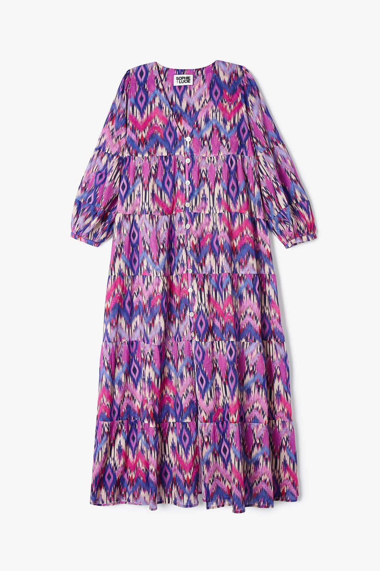 VESTIDO SAVINA IKAT FUCSIA