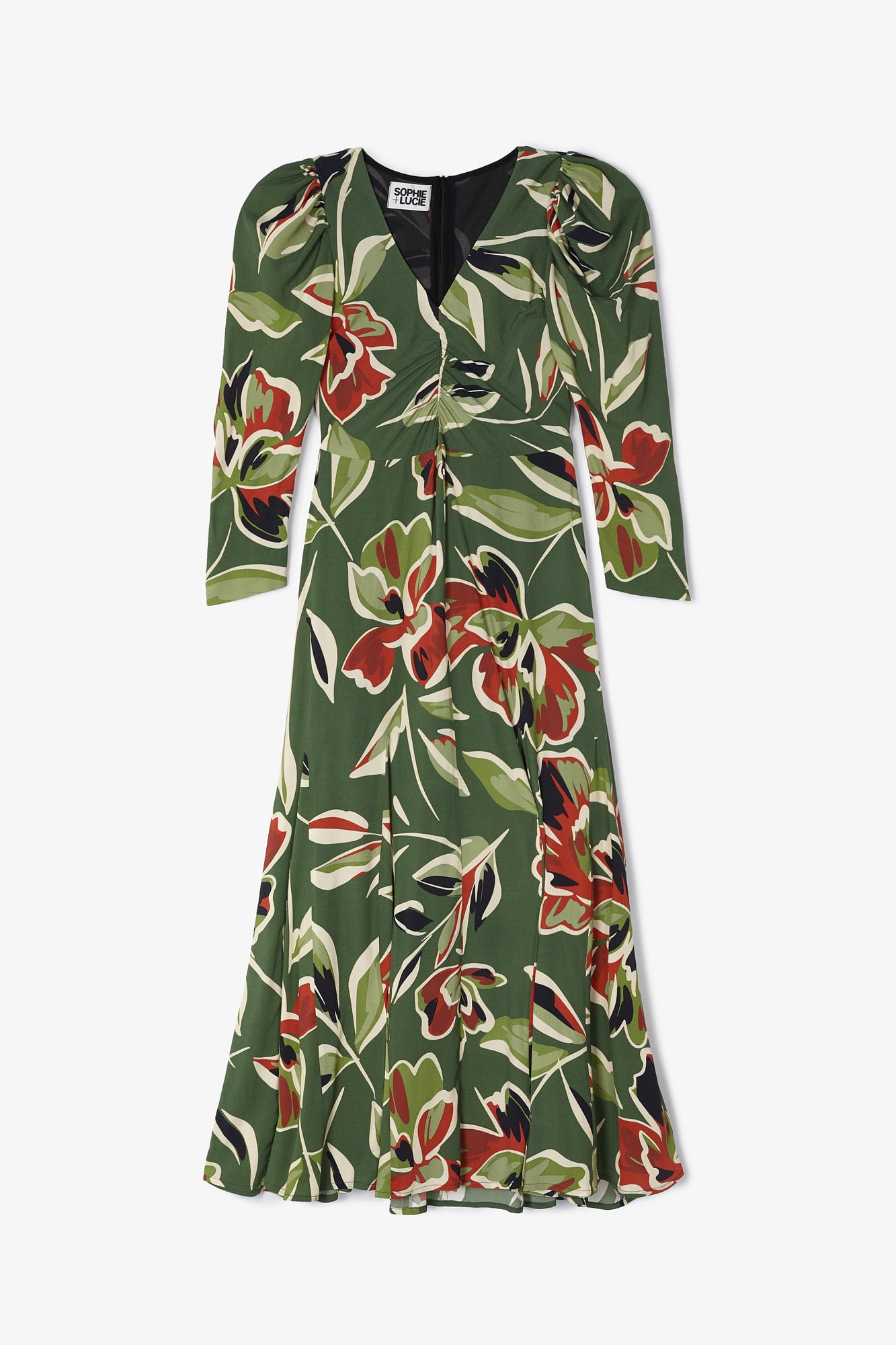 CORA DRESS GREEN LEAVES