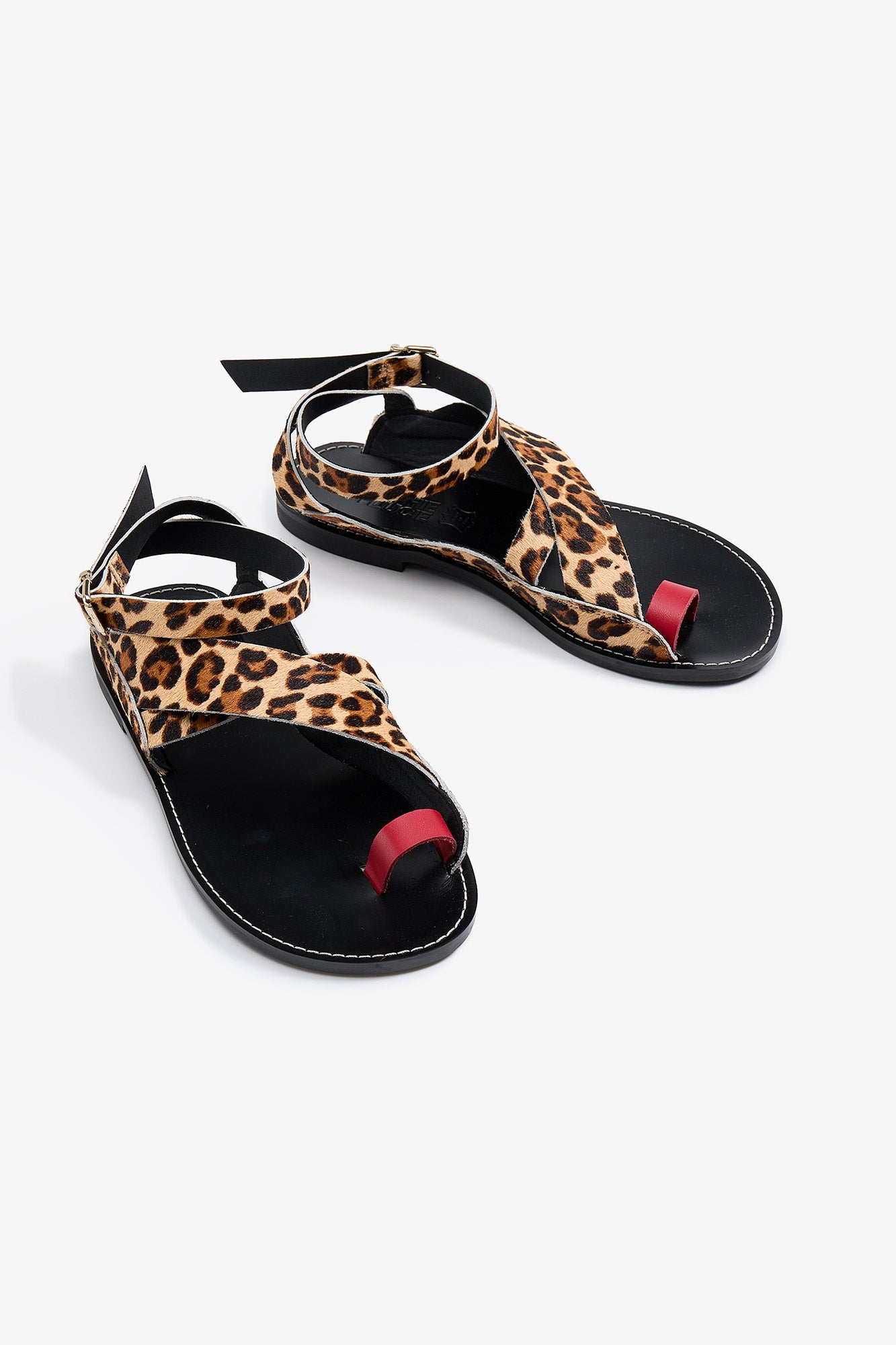 BROWN LEATHER STAIN SANDAL