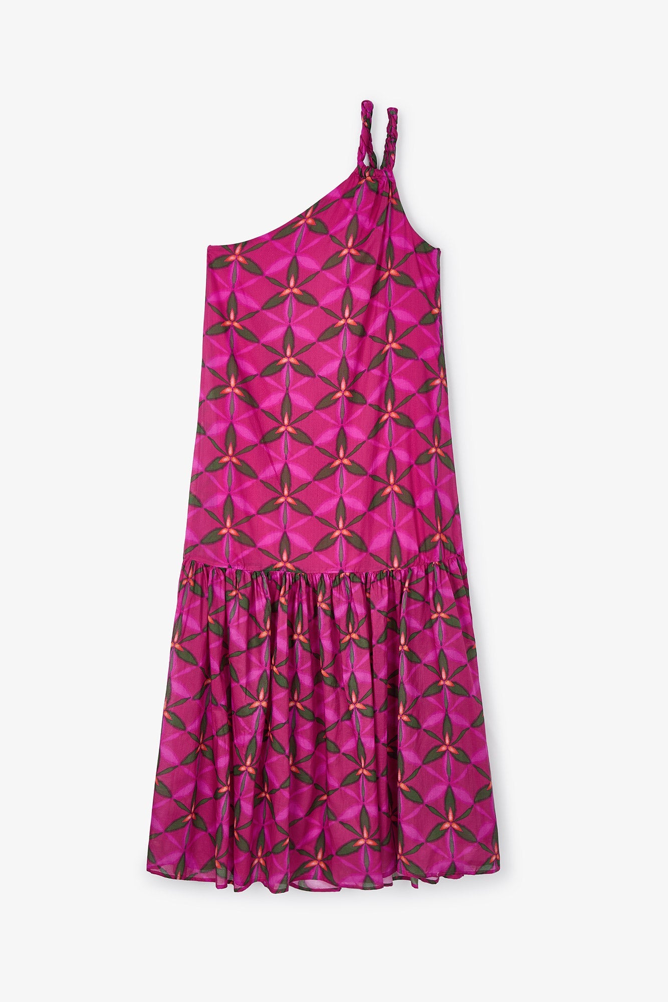 VESTIDO POLY TROPICANA FUCSIA