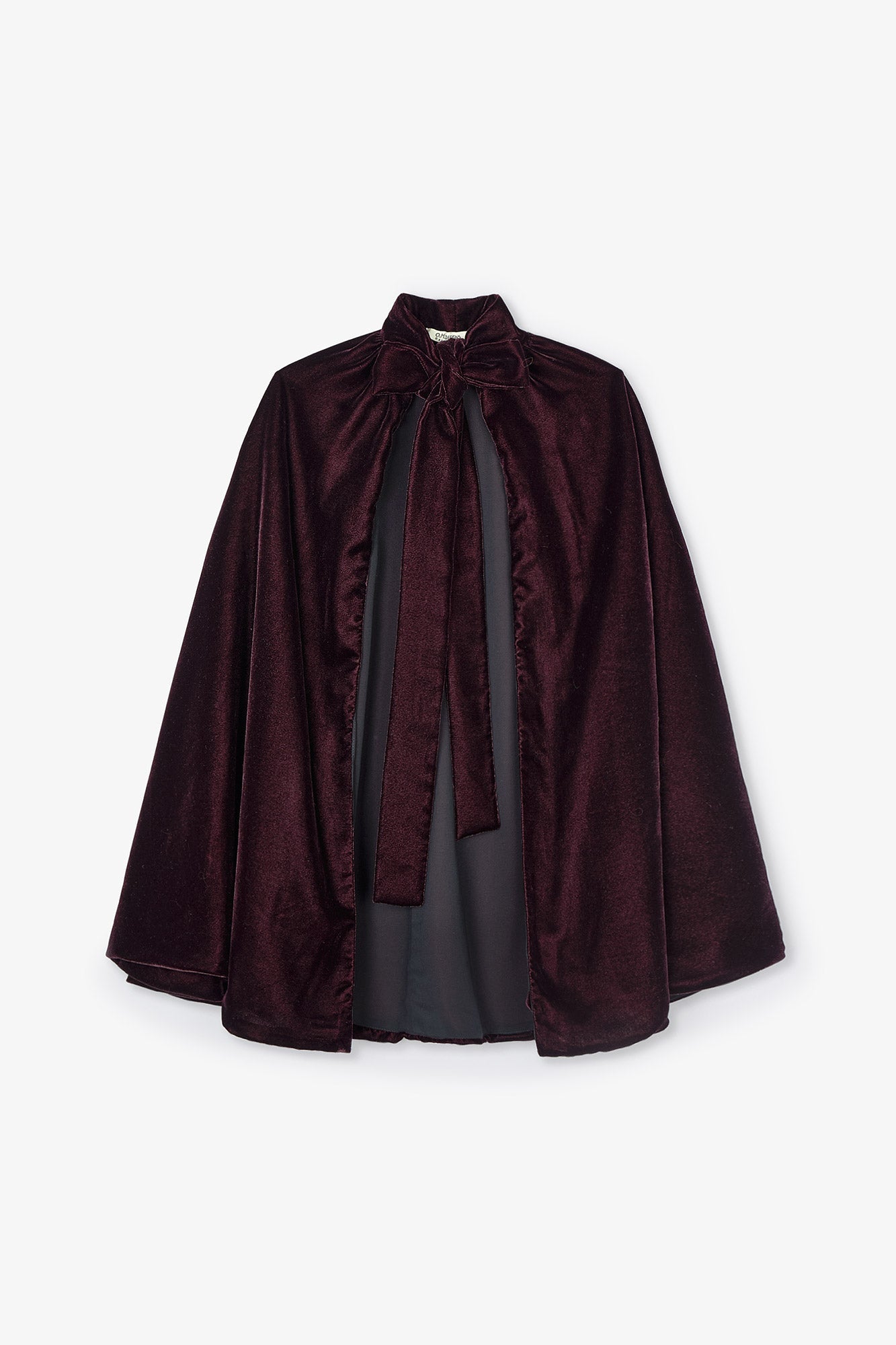 WINE VELVET BOWED CAPE