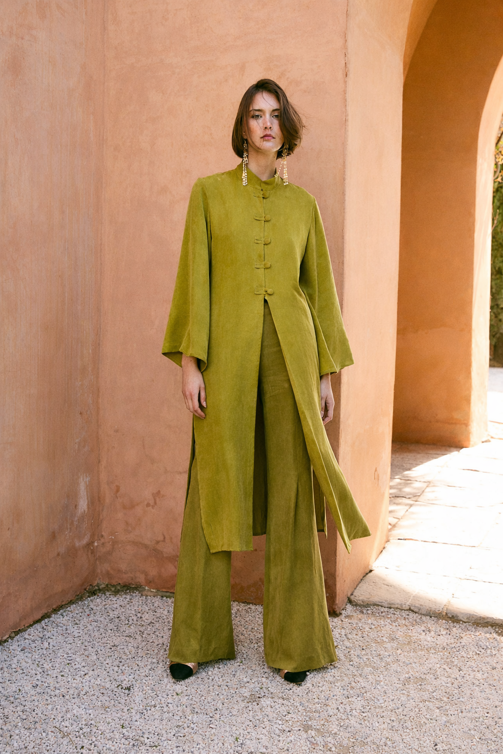 ICON CUPRO OLIVE TROUSERS