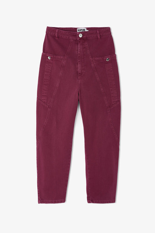BURGUNDY TWILL CARGO JEANS