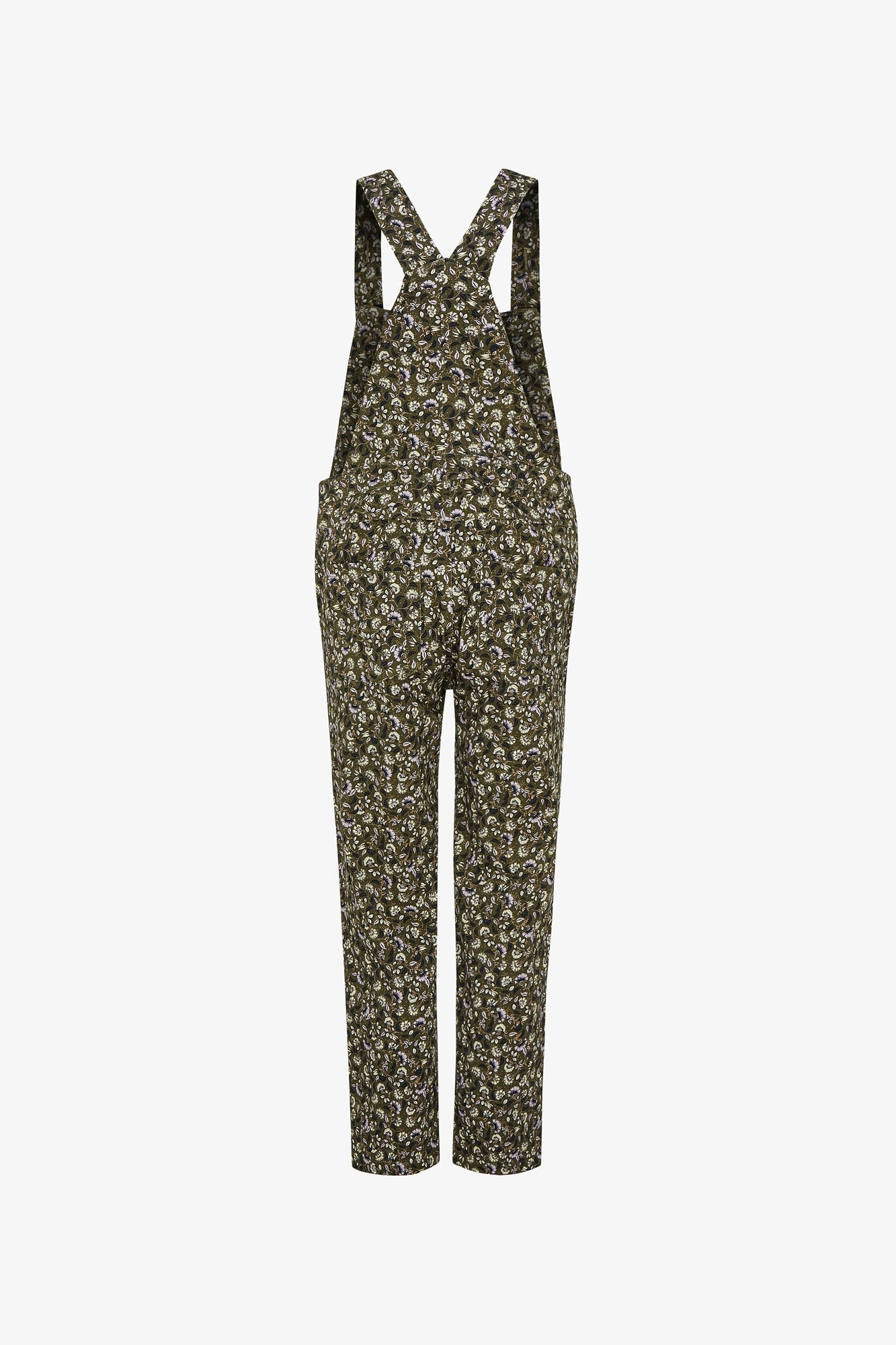 KHAKI FLOWER OVERALLS
