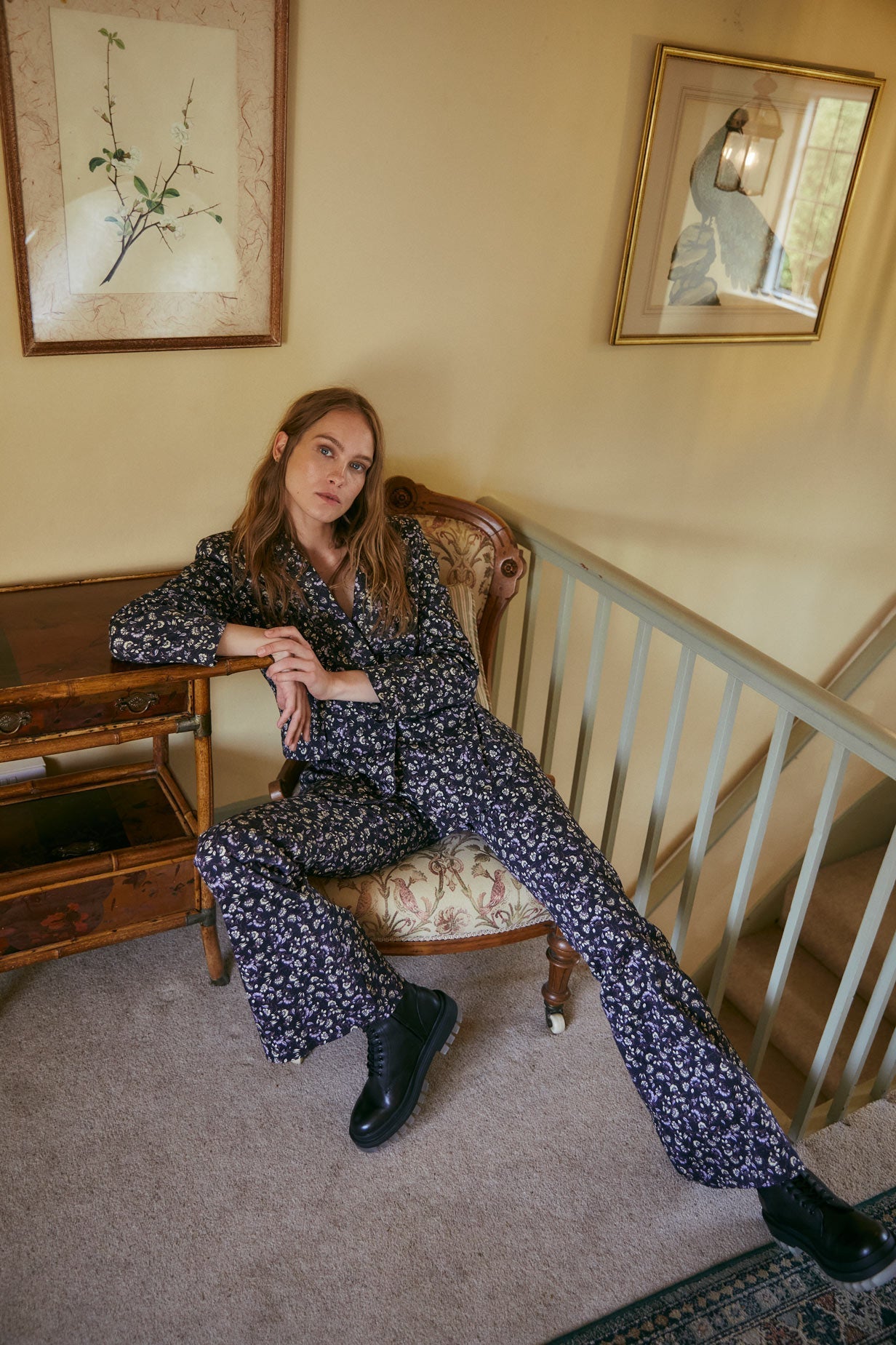 EIGHTIES PANTS NAVY FLOWER