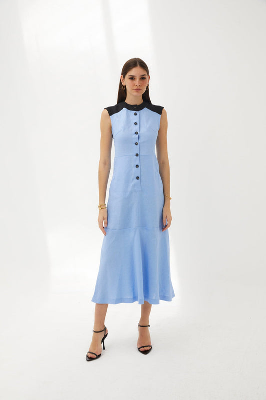 APRIL BLUE LINEN DRESS