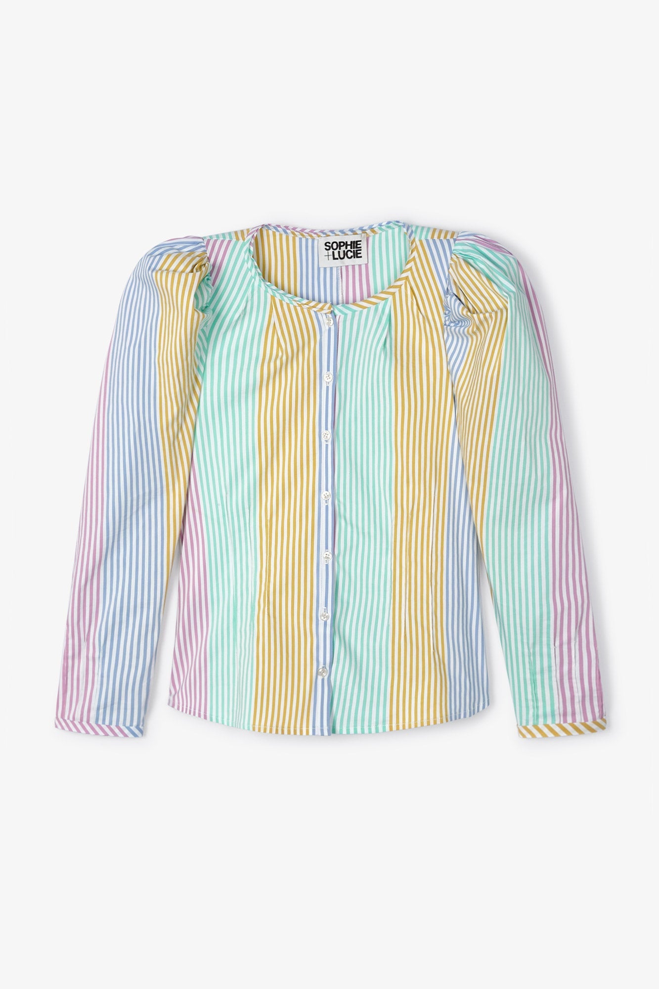 THREE-COLOR STRIPED FAROL BLOUSE