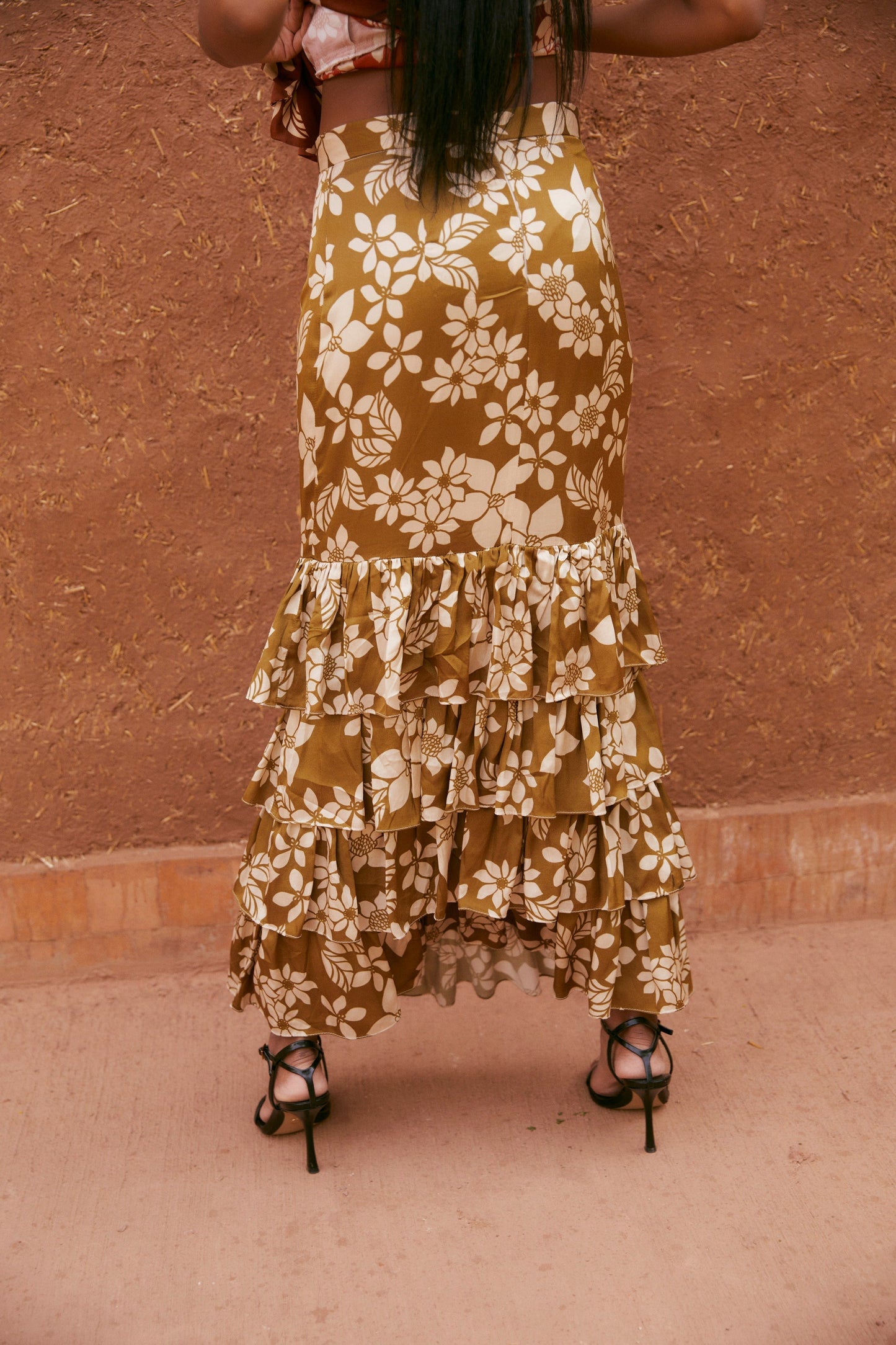 LOLA OLIVE FLOWER SKIRT