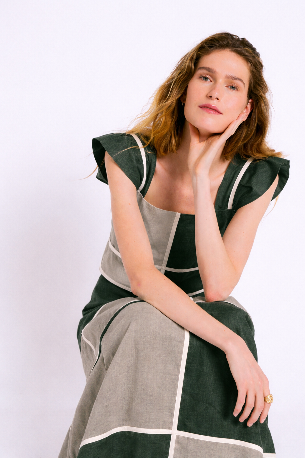 WOMEN'S GREEN LINEN SKIRT