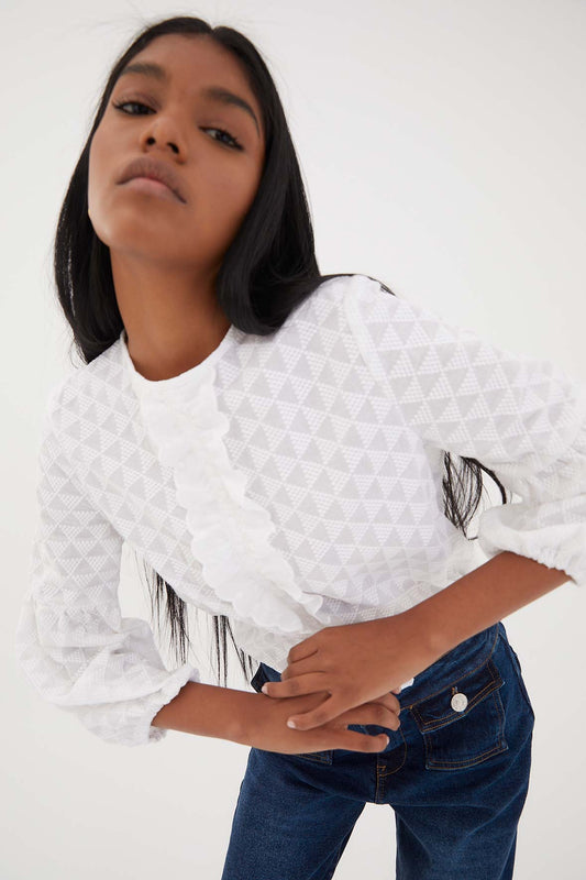 WHITE POPLIN BELL BLOUSE