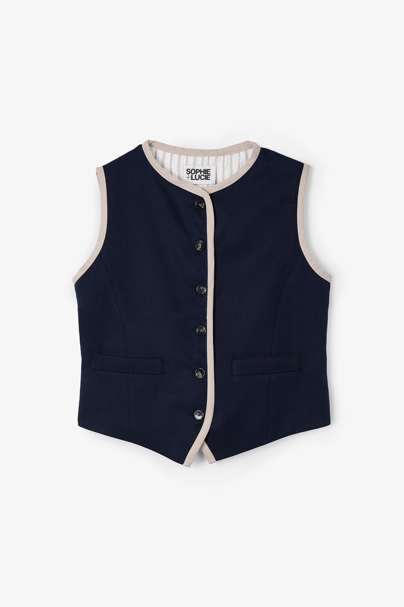 NAVY DIAGONAL RIVET VEST