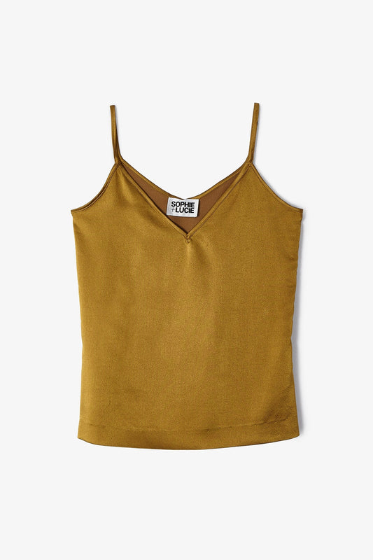 TOBACCO SATIN LINGERIE TOP
