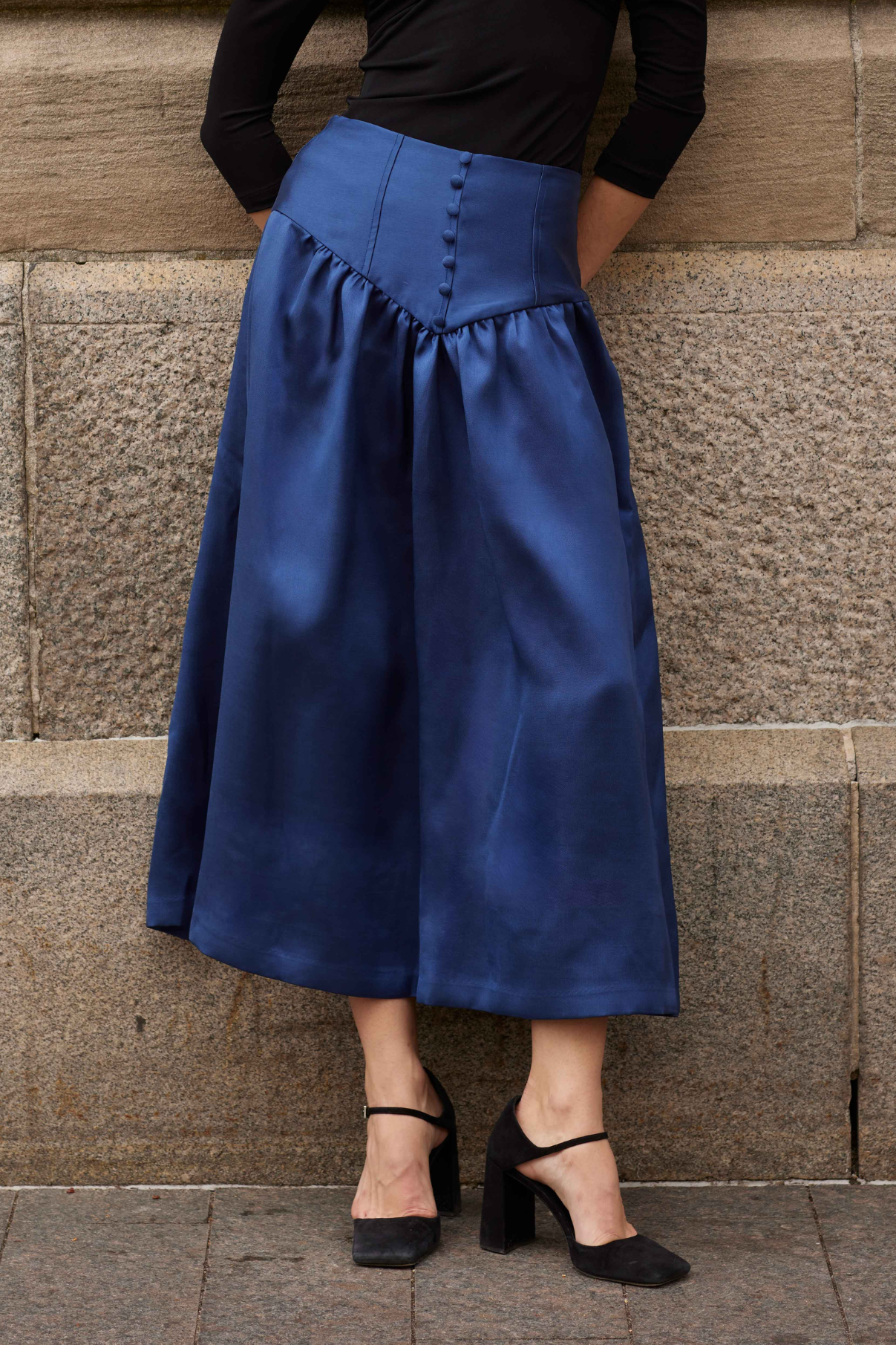 FEDE NAVY DUPION SKIRT